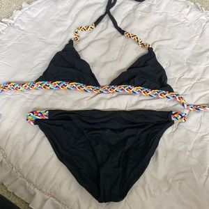 2/$18 Adorable multi color braid black bikini